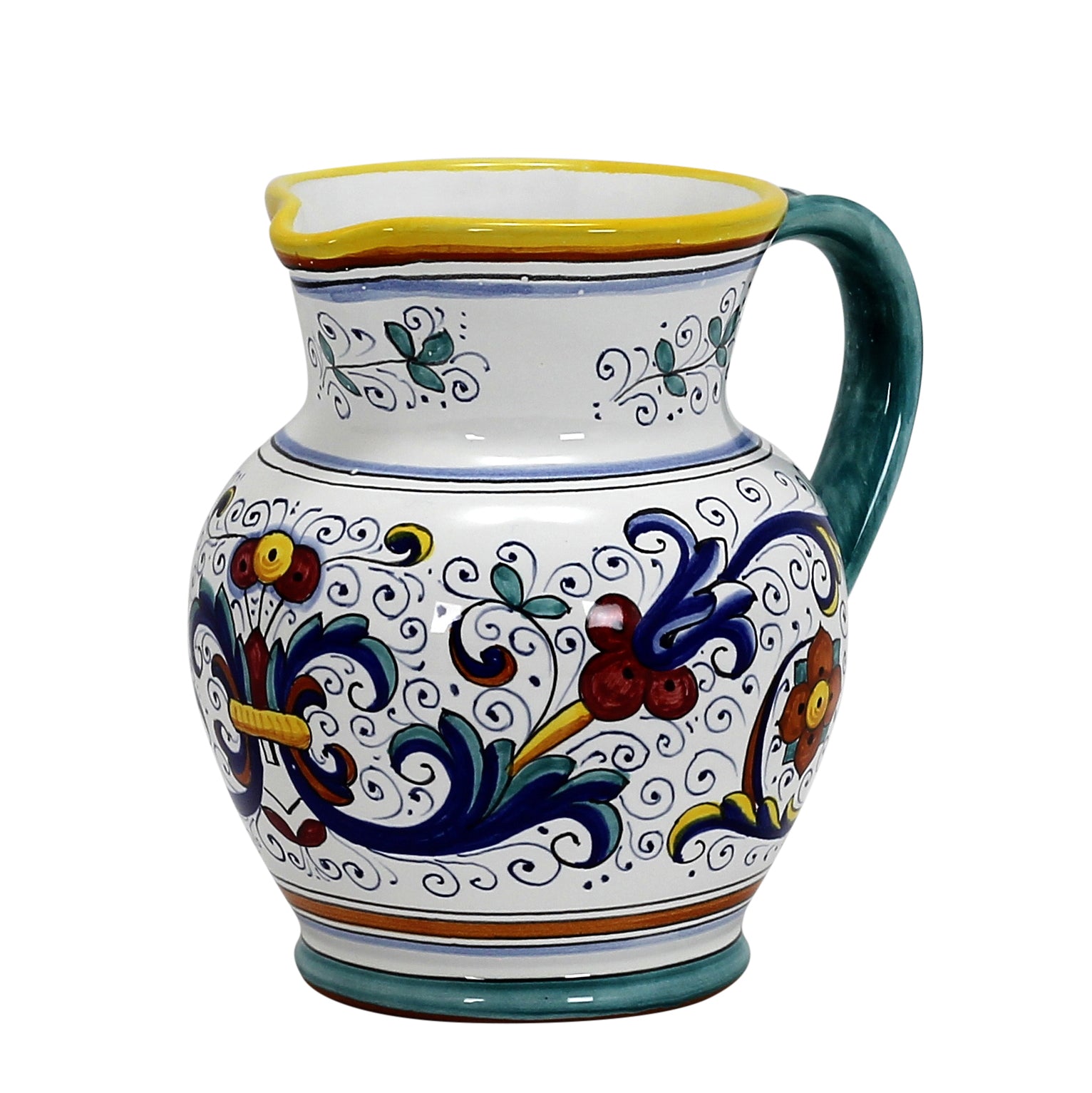 RICCO DERUTA DELUXE: Traditional Deruta Pitcher (1 Liter - 34 OZ. - 4 Cups)