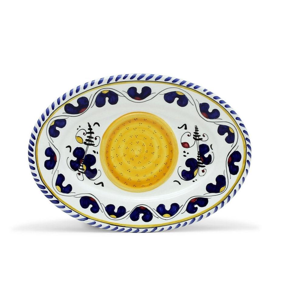 ORVIETO BLUE ROOSTER: Small Oval Plate