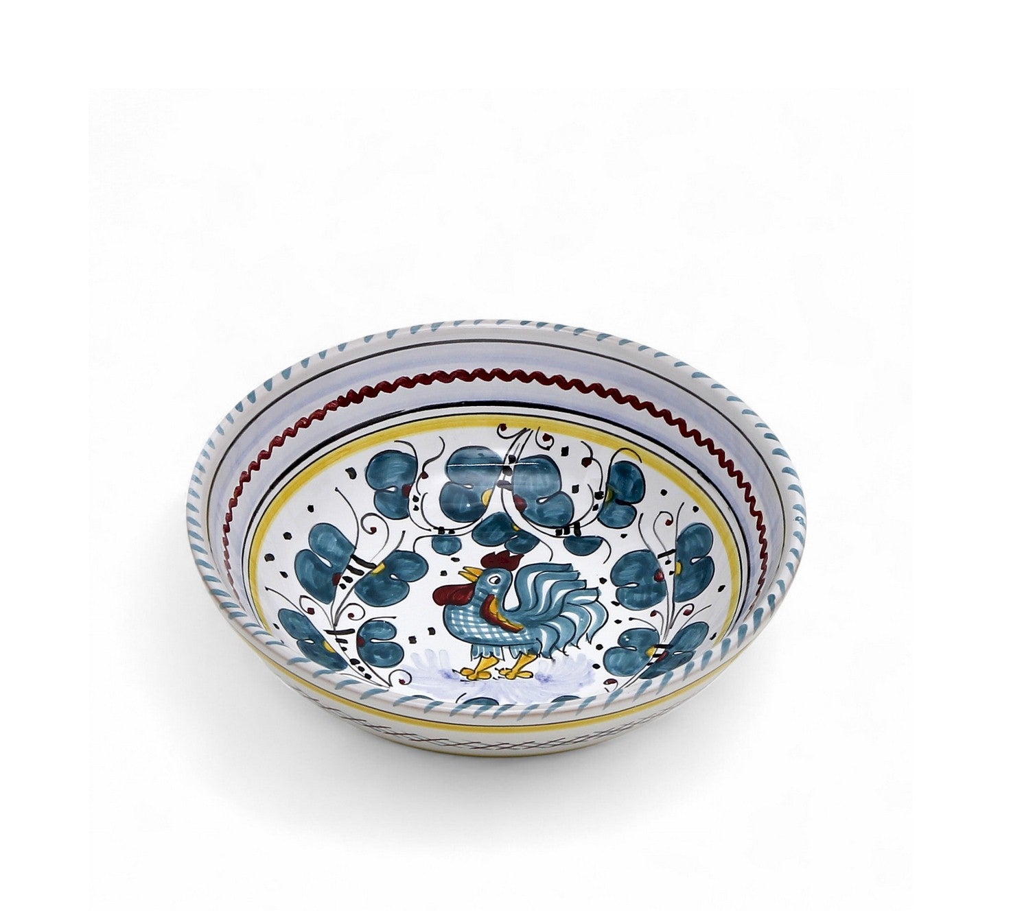 ORVIETO GREEN ROOSTER: Medium Cereal Coupe Bowl (14 cm = 5.5" Diam)