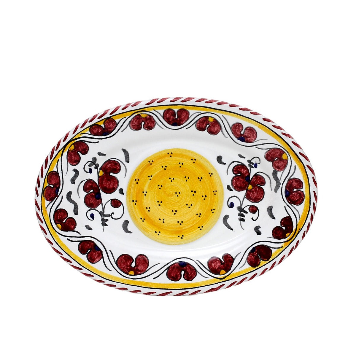 ORVIETO RED ROOSTER: Small Oval Plate