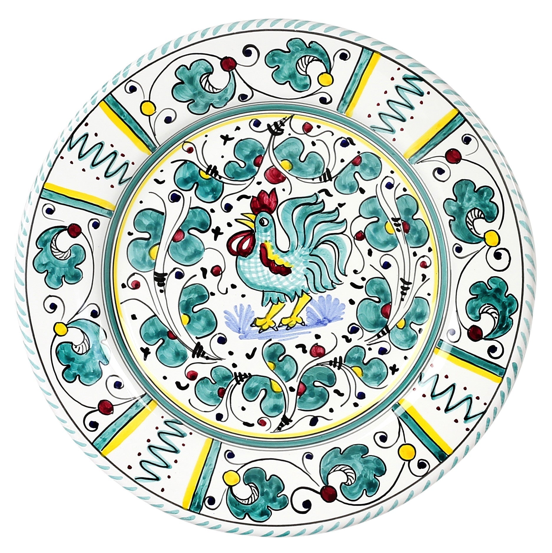 ORVIETO GREEN ROOSTER: Dinner plate