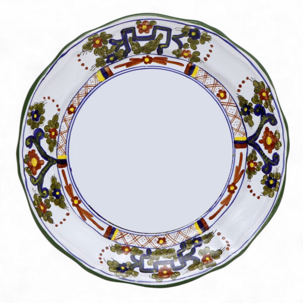 FAENZA-CARNATION: Scalloped salad plate WHITE CENTER (8'' Diam.)