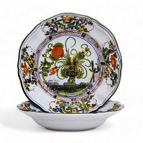 FAENZA-CARNATION: Pasta/Soup Scalloped Rimmed Bowl Plate