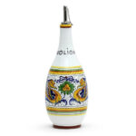RAFFAELLESCO: Olive Oil Bottle Dispenser with Metal Capped Pourer - DERUTA OF ITALY