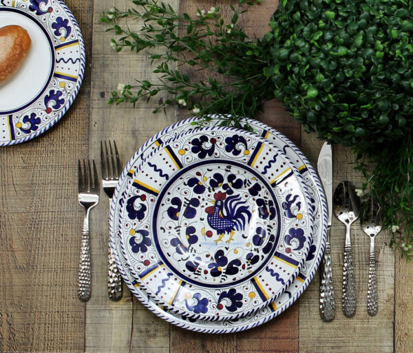 ORVIETO BLUE ROOSTER: Salad Plate (White Center) - Artistica.com