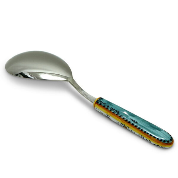 RICCO DERUTA DELUXE: Ceramic Handle Serving 'Risotto' Spoon Ladle with 18/10 stainless steel cutlery. - Artistica.com