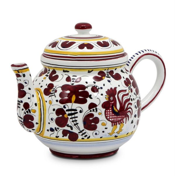 ORVIETO RED ROOSTER: Teapot (6 Cups - 48 Fl Oz - 1.4 Liter)